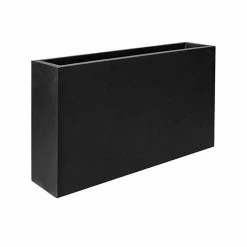 Vasesource Carlo 19.5 in. x 8 in. x 36 in. Black Fiberstone Planter
