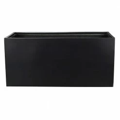Vasesource Carlo 17.5 in. x 17.5 in. x 39.25 in. Black Fiberglass Rectangular Planter
