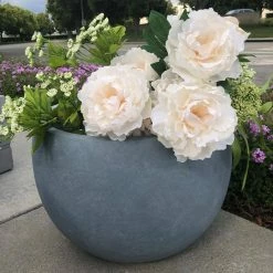 DurX-litecrete Small 11.8 in. x 11.8 in. x 7.9 in. Cement Color Lightweight Concrete Bowl Planter -Outlet Vasesource Store cement durx litecrete plant pots yc 0049a c60611 40 1000