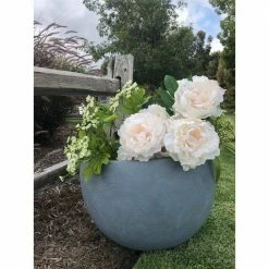 DurX-litecrete Small 11.8 in. x 11.8 in. x 7.9 in. Cement Color Lightweight Concrete Bowl Planter -Outlet Vasesource Store cement durx litecrete plant pots yc 0049a c60611 fa 1000