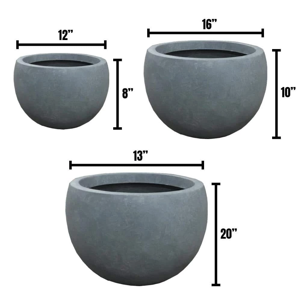 DurX-litecrete Lightweight Concrete Bowl Planter (Set of 3) 13 DurX-litecrete Lightweight Concrete Bowl Planter (Set of 3) - Image 12