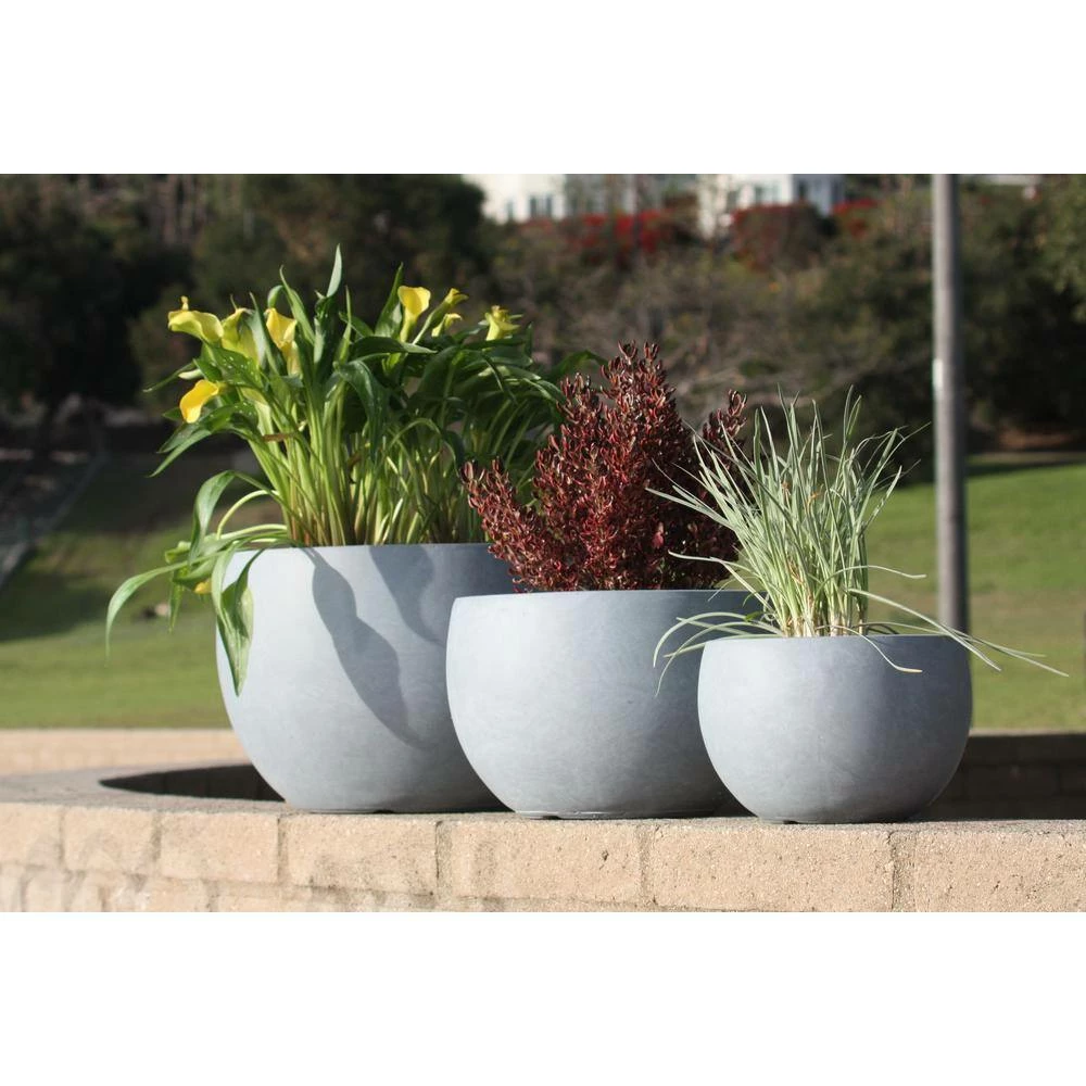 DurX-litecrete Lightweight Concrete Bowl Planter (Set of 3) 5 DurX-litecrete Lightweight Concrete Bowl Planter (Set of 3) - Image 4