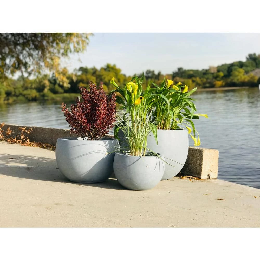 DurX-litecrete Lightweight Concrete Bowl Planter (Set of 3) 12 DurX-litecrete Lightweight Concrete Bowl Planter (Set of 3) - Image 11
