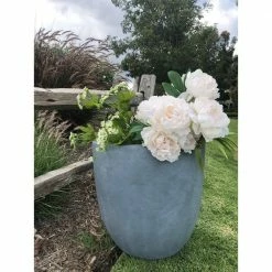 DurX-litecrete Medium 13.8 in. x 13.8 in. x 11.8 in. Cement Color Lightweight Concrete Modern Seamless Round Planter -Outlet Vasesource Store cement durx litecrete plant pots yc 0050b c60611 76 1000