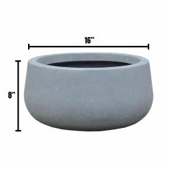DurX-litecrete Medium 15.7 in. x 15.7 in. x 7.9 in. Cement Color Lightweight Concrete Modern Low Bowl Planter -Outlet Vasesource Store cement durx litecrete plant pots yc 0051b c60611 31 1000