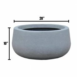 DurX-litecrete Large 19.7 in. x 19.7 in. x 9.8 in. Cement Color Lightweight Concrete Modern Low Bowl Planter -Outlet Vasesource Store cement durx litecrete plant pots yc 0051c c60611 31 1000