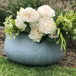 DurX-litecrete Large 19.7 in. x 19.7 in. x 9.8 in. Cement Color Lightweight Concrete Modern Low Bowl Planter -Outlet Vasesource Store cement durx litecrete plant pots yc 0051c c60611 77 1000