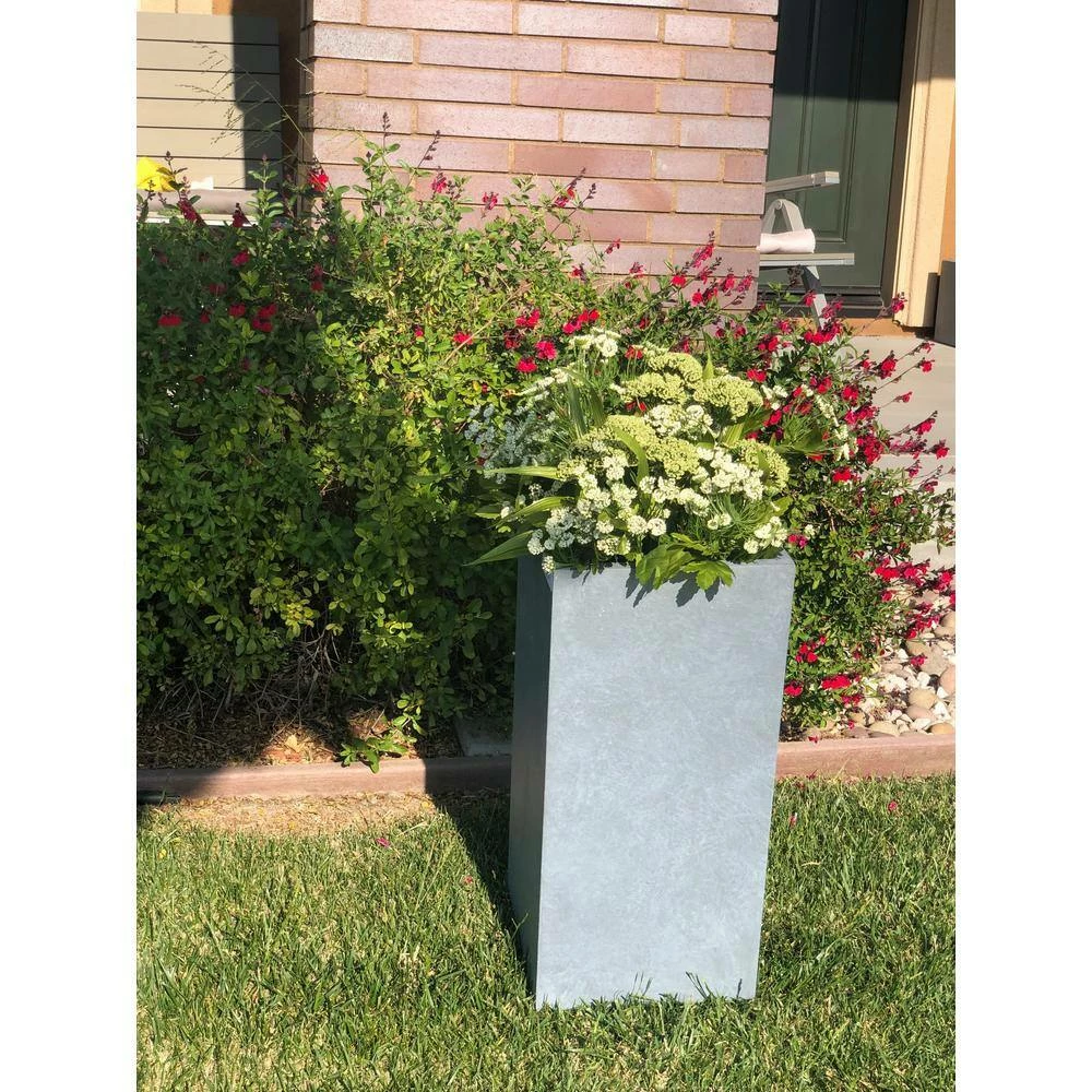 DurX-litecrete Large 13.8 in. x 13.8 in. x 27.8 in. Cement Lightweight Concrete Tall Planter 14 DurX-litecrete Large 13.8 in. x 13.8 in. x 27.8 in. Cement Lightweight Concrete Tall Planter - Image 12