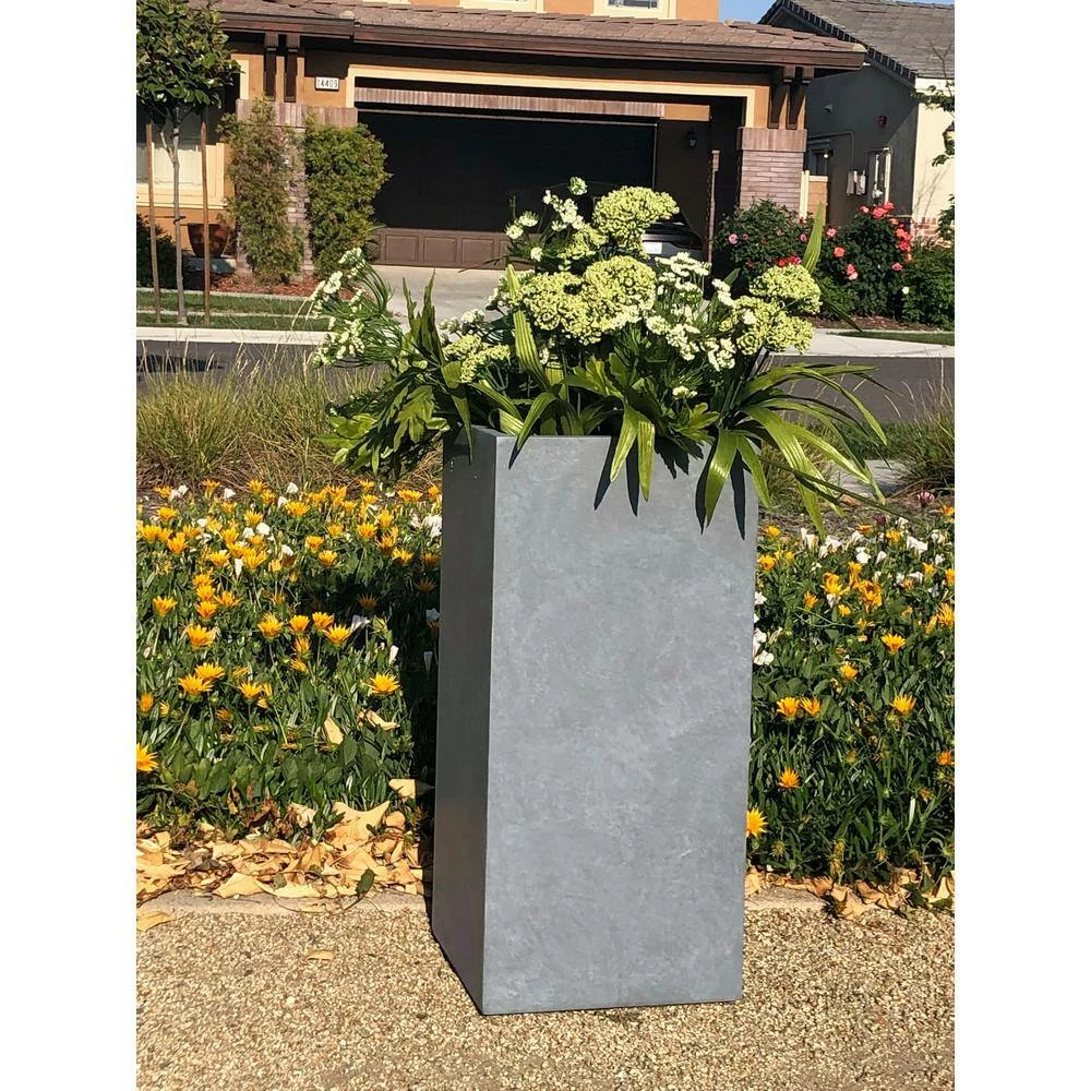 DurX-litecrete Large 13.8 in. x 13.8 in. x 27.8 in. Cement Lightweight Concrete Tall Planter 15 DurX-litecrete Large 13.8 in. x 13.8 in. x 27.8 in. Cement Lightweight Concrete Tall Planter - Image 13