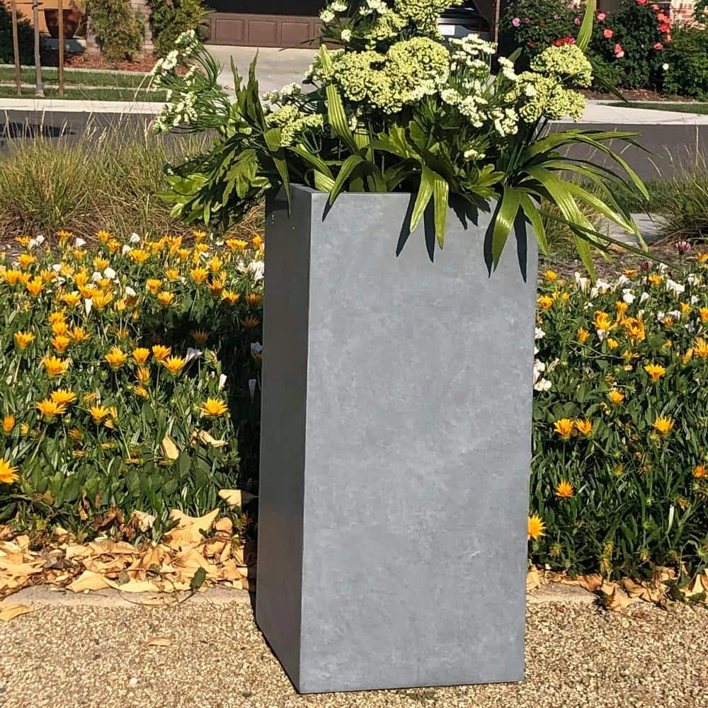 DurX-litecrete Large 13.8 in. x 13.8 in. x 27.8 in. Cement Lightweight Concrete Tall Planter 4 DurX-litecrete Large 13.8 in. x 13.8 in. x 27.8 in. Cement Lightweight Concrete Tall Planter - Image 2