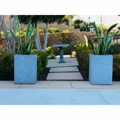 DurX-litecrete Small 9.1 in. x 9.1 in. x 12.6 in. Cement Lightweight Concrete Tall Square Planter -Outlet Vasesource Store cement durx litecrete plant pots yf 0007a c60611 76 1000
