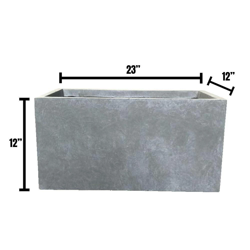 DurX-litecrete Small 23.2 in. x 11.8 in. x 12 in. Cement Lightweight Concrete Modern Long Low Planter 16 DurX-litecrete Small 23.2 in. x 11.8 in. x 12 in. Cement Lightweight Concrete Modern Long Low Planter - Image 14