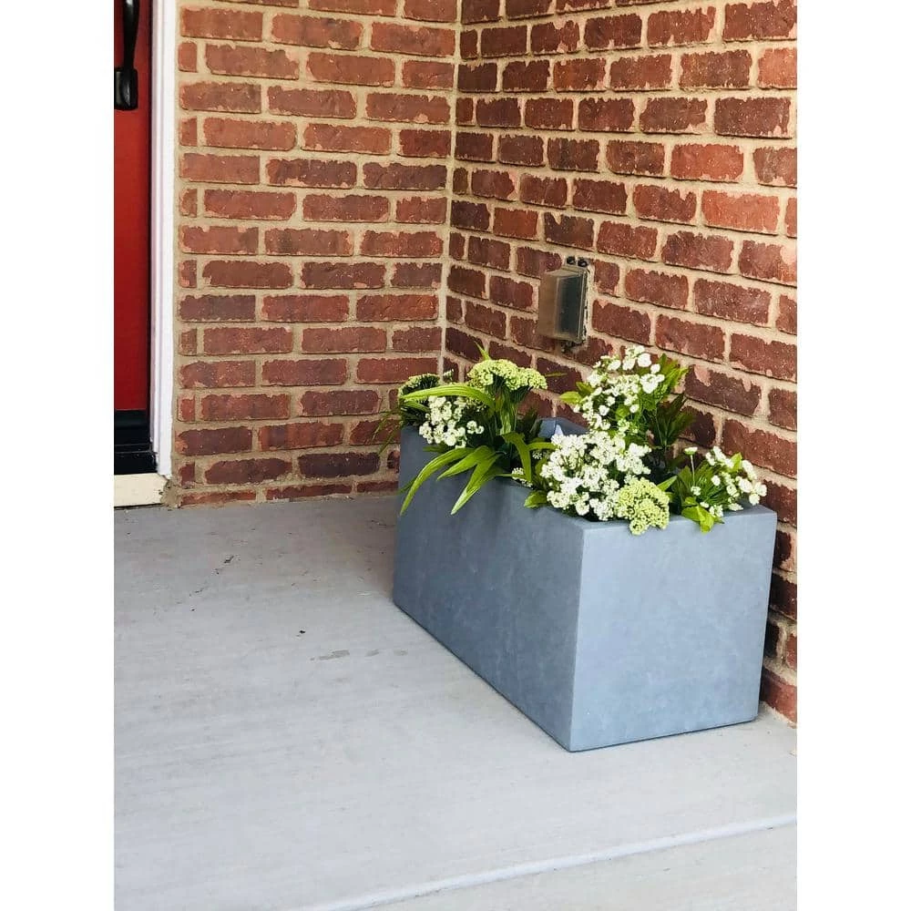 DurX-litecrete Small 23.2 in. x 11.8 in. x 12 in. Cement Lightweight Concrete Modern Long Low Planter 15 DurX-litecrete Small 23.2 in. x 11.8 in. x 12 in. Cement Lightweight Concrete Modern Long Low Planter - Image 13