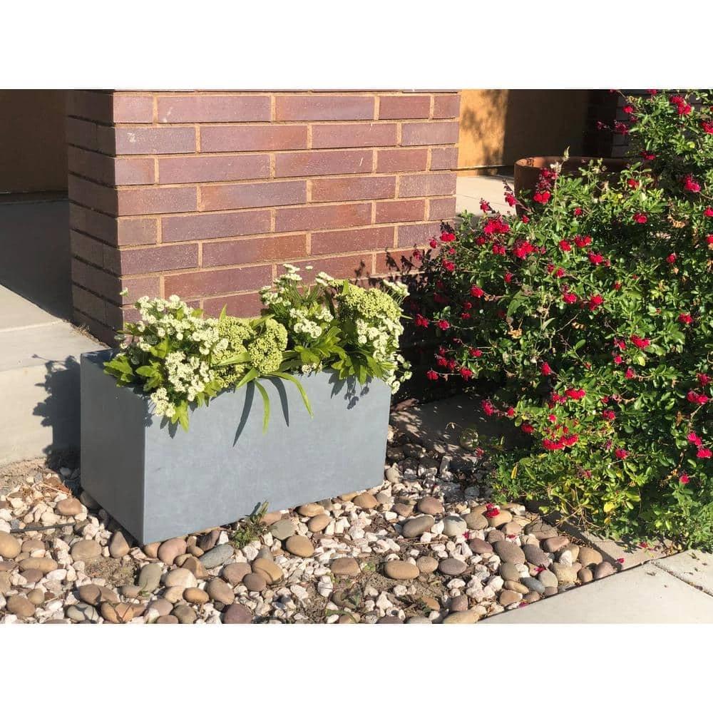 DurX-litecrete Small 23.2 in. x 11.8 in. x 12 in. Cement Lightweight Concrete Modern Long Low Planter 13 DurX-litecrete Small 23.2 in. x 11.8 in. x 12 in. Cement Lightweight Concrete Modern Long Low Planter - Image 11