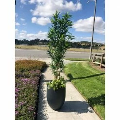 DurX-litecrete 17 in. Dia Lightweight Concrete Modern Seamless Round Charcoal Planter -Outlet Vasesource Store charcoal durx litecrete plant pots yc 0066a c60121 1f 1000