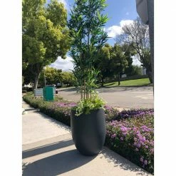 DurX-litecrete 17 in. Dia Lightweight Concrete Modern Seamless Round Charcoal Planter -Outlet Vasesource Store charcoal durx litecrete plant pots yc 0066a c60121 44 1000