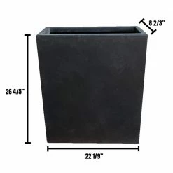 DurX-litecrete 22 in. x 9 in. x 27 in. Lightweight Concrete Modern High Charcoal Planter -Outlet Vasesource Store charcoal durx litecrete plant pots yf 0111a c60121 31 1000