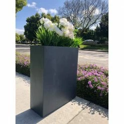 DurX-litecrete 22 in. x 9 in. x 27 in. Lightweight Concrete Modern High Charcoal Planter -Outlet Vasesource Store charcoal durx litecrete plant pots yf 0111a c60121 66 1000