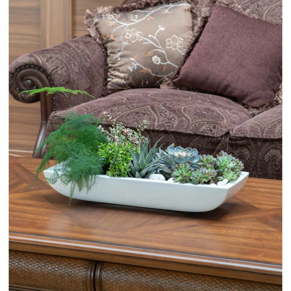 Vasesource Carlo 2.75 in. x 7.50 in. x 19.50 in. Glossy White Fiberstone Planter 4 Vasesource Carlo 2.75 in. x 7.50 in. x 19.50 in. Glossy White Fiberstone Planter - Image 2