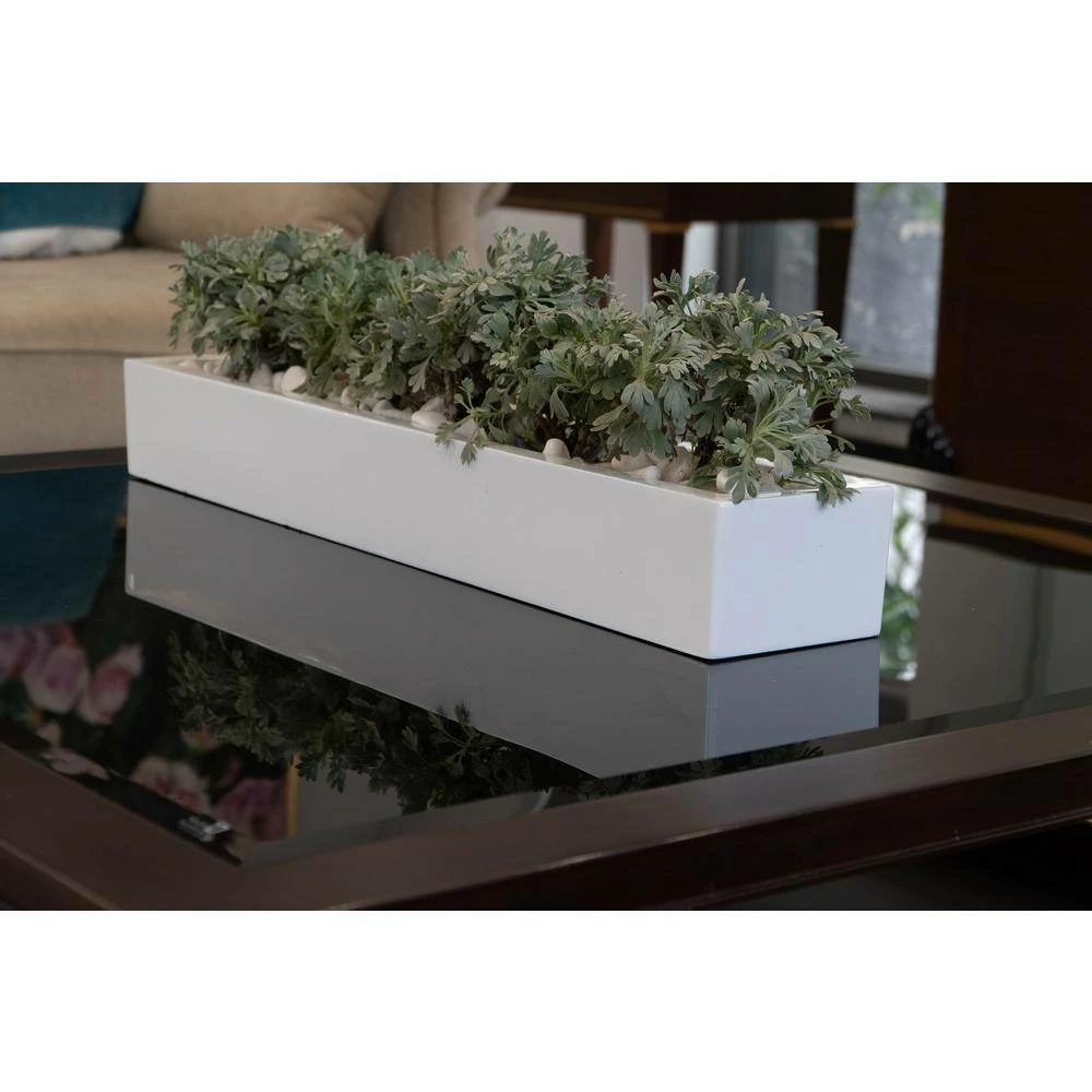 Vasesource Carlo 3.75 in. x 6 in. x 31.5 in. Glossy White Fiberstone Planter 5 Vasesource Carlo 3.75 in. x 6 in. x 31.5 in. Glossy White Fiberstone Planter - Image 3