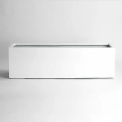 Vasesource Carlo 8 in. x 8 in. White Fiberglass Rectangle Planter