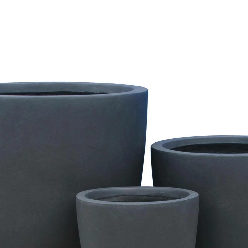 DurX-litecrete Lightweight Concrete Modern Seamless Round Grey Planter (Set of 3) 9 DurX-litecrete Lightweight Concrete Modern Seamless Round Grey Planter (Set of 3) - Image 7