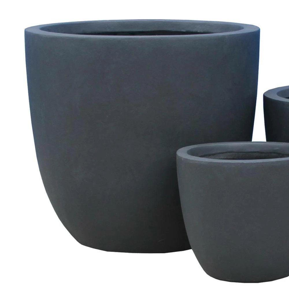 DurX-litecrete Lightweight Concrete Modern Seamless Round Grey Planter (Set of 3) 10 DurX-litecrete Lightweight Concrete Modern Seamless Round Grey Planter (Set of 3) - Image 8
