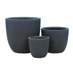 DurX-litecrete Lightweight Concrete Modern Seamless Round Grey Planter (Set of 3) 15 DurX-litecrete Lightweight Concrete Modern Seamless Round Grey Planter (Set of 3) -Outlet Vasesource Store granite durx litecrete plant pots yc 0050abc c8 c3 1000