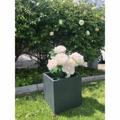 DurX-litecrete Small 9.8 in. x 9.8 in. x 9.8 in. Granite Lightweight Concrete Modern Square Planter -Outlet Vasesource Store granite durx litecrete plant pots yf 0001a c60121 fa 1000