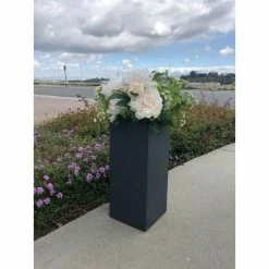 DurX-litecrete Large 13.8 in. x 13.8 in. x 27.8 in. Granite Lightweight Concrete Tall Planter -Outlet Vasesource Store granite durx litecrete plant pots yf 0002c c60121 40 1000