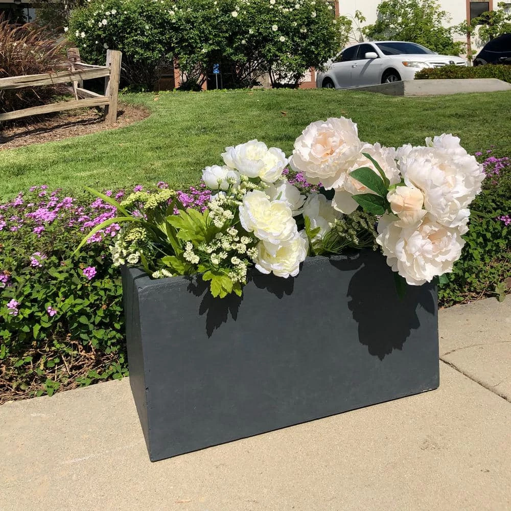 DurX-litecrete Small 23.2 in. x 11.8 in. x 12 in. Granite Lightweight Concrete Modern Long Low Planter 5 DurX-litecrete Small 23.2 in. x 11.8 in. x 12 in. Granite Lightweight Concrete Modern Long Low Planter - Image 3