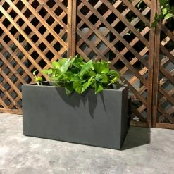 DurX-litecrete Small 23.2 in. x 11.8 in. x 12 in. Granite Lightweight Concrete Modern Long Low Planter