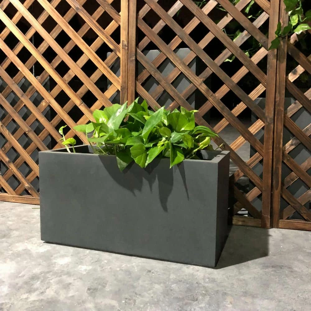 DurX-litecrete Small 23.2 in. x 11.8 in. x 12 in. Granite Lightweight Concrete Modern Long Low Planter 3 DurX-litecrete Small 23.2 in. x 11.8 in. x 12 in. Granite Lightweight Concrete Modern Long Low Planter
