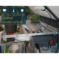 CANOPIA by PALRAM 1500-Watt Portable Splash Resistant Greenhouse Fan Heater with Digital Thermostat and Humidity Sensor -Outlet Vasesource Store gray canopia by palram greenhouse supplies 705777 31 1000