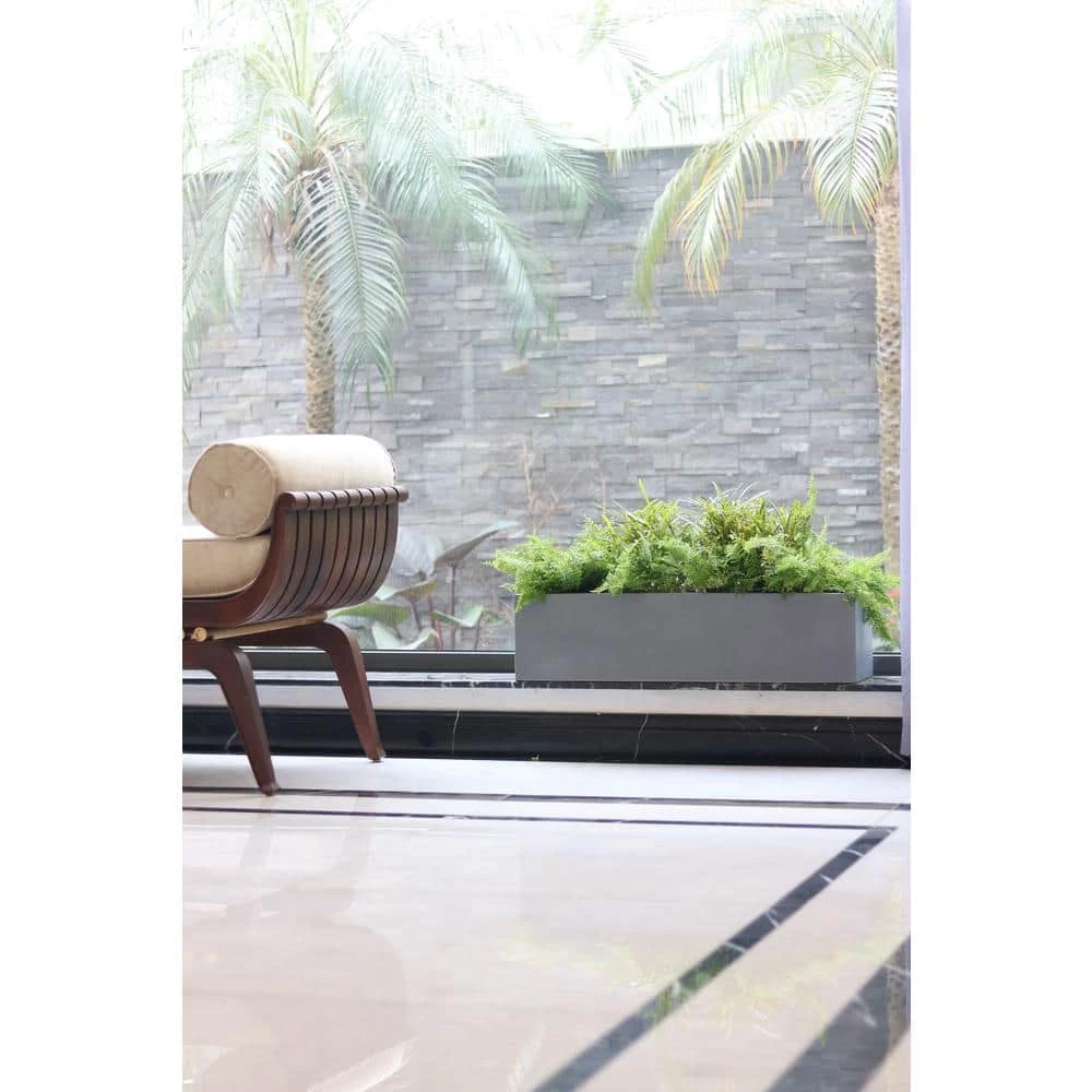 Vasesource Carlo 8 in. x 8 in. x 32 in. Gray Fiberstone Planter 8 Vasesource Carlo 8 in. x 8 in. x 32 in. Gray Fiberstone Planter - Image 6