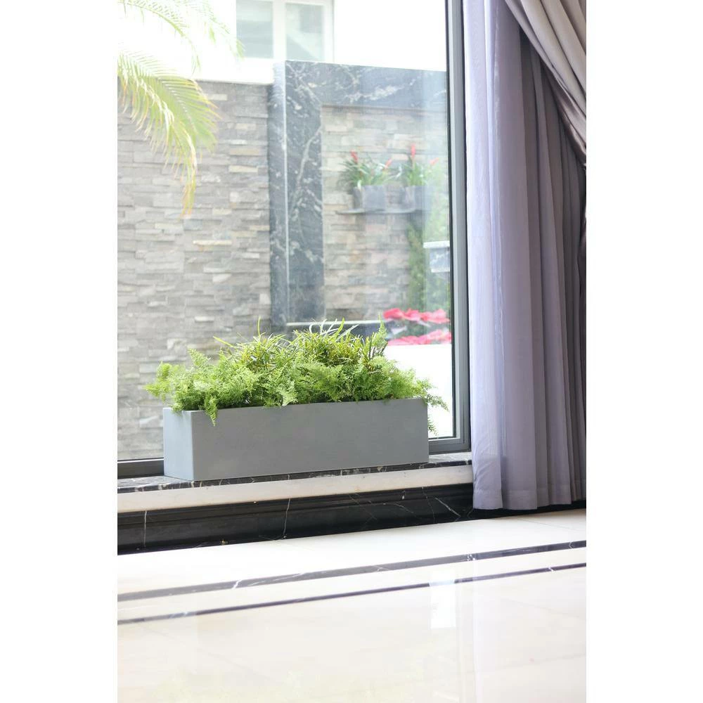 Vasesource Carlo 8 in. x 8 in. x 32 in. Gray Fiberstone Planter 9 Vasesource Carlo 8 in. x 8 in. x 32 in. Gray Fiberstone Planter - Image 7