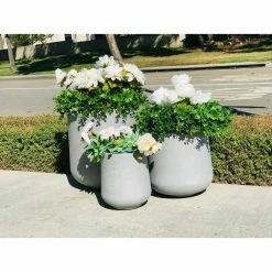 DurX-litecrete Lightweight Concrete Footed Tulip Light Grey Planter (Set of 3) -Outlet Vasesource Store light grey durx litecrete plant pots mf2015022bcd c1 40 1000