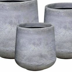 DurX-litecrete Lightweight Concrete Footed Tulip Light Grey Planter (Set of 3) -Outlet Vasesource Store light grey durx litecrete plant pots mf2015022bcd c1 4f 1000