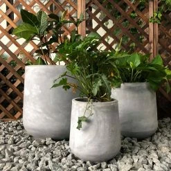 DurX-litecrete Lightweight Concrete Footed Tulip Light Grey Planter (Set of 3) -Outlet Vasesource Store light grey durx litecrete plant pots mf2015022bcd c1 77 1000
