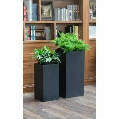 Vasesource Bristol 23.5 in. x 12 in. x 12 in. Matte Black Fiberstone Planter -Outlet Vasesource Store matte black vasesource plant pots bristol2351212bl 44 1000