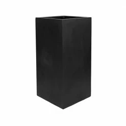 Vasesource Bristol 23.5 in. x 12 in. x 12 in. Matte Black Fiberstone Planter