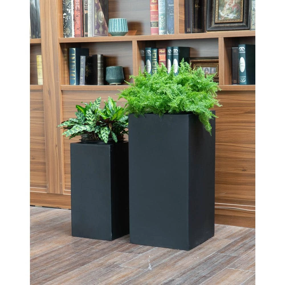 Vasesource Bristol 31.5 in. x 16 in. x 16 in. Black Fiberstone Planter 8 Vasesource Bristol 31.5 in. x 16 in. x 16 in. Black Fiberstone Planter - Image 6