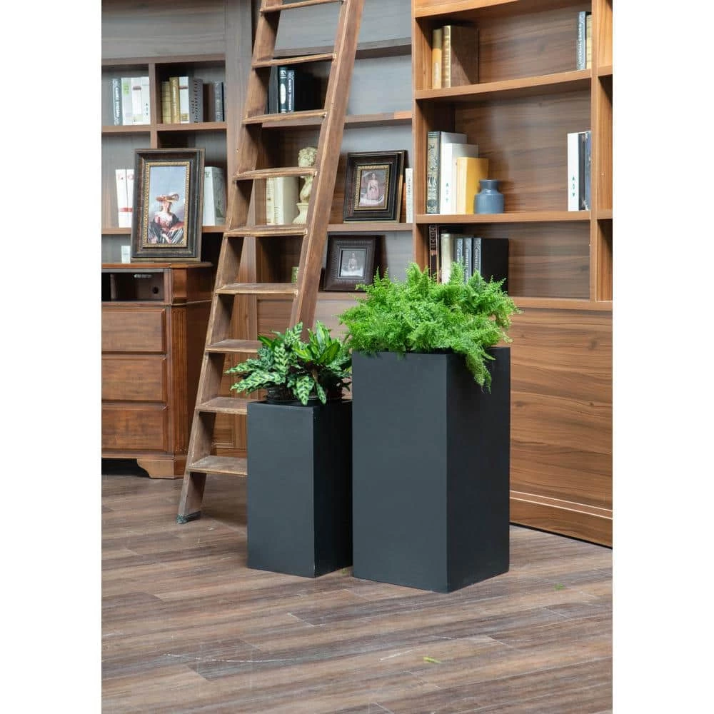 Vasesource Bristol 31.5 in. x 16 in. x 16 in. Black Fiberstone Planter 6 Vasesource Bristol 31.5 in. x 16 in. x 16 in. Black Fiberstone Planter - Image 4