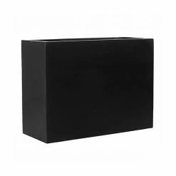 Vasesource 15 in. x 28 in. Matte Black Fiberstone Rectangular Planter