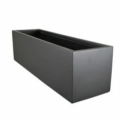 Vasesource Carlo 8 in. x 8 in. x 28 in. Matte Black Fiberglass Rectangular Planter