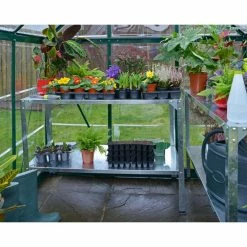 CANOPIA by PALRAM Greenhouse Metal Work Bench-Pack of 2 -Outlet Vasesource Store metallic canopia by palram potting benches and tables 702439 1f 1000