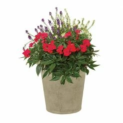 Suncast Langston 16 in. Round Sand Blow Molded Resin Planter (2-Pack) -Outlet Vasesource Store sand suncast plant pots 1613s2 1f 1000