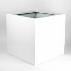 Vasesource Cube 20 in. x 20 in. x 20 in. White Shiny Fiberglass Square