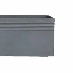 DurX-litecrete Large 32 in. x 10 in. x 16 in. Lightweight Concrete Modern Rectangle Stripped Slate Gray Planter -Outlet Vasesource Store slate gray durx litecrete plant pots yf 0131b c60611 1f 1000