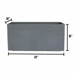 DurX-litecrete Large 32 in. x 10 in. x 16 in. Lightweight Concrete Modern Rectangle Stripped Slate Gray Planter -Outlet Vasesource Store slate gray durx litecrete plant pots yf 0131b c60611 31 1000